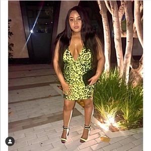 Leopard/Lime/Neon Green Mini Dress